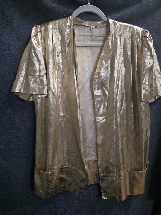 sergio soldano Jackets & Blazers - Metallic Gold Open-Front Blazer Jacket